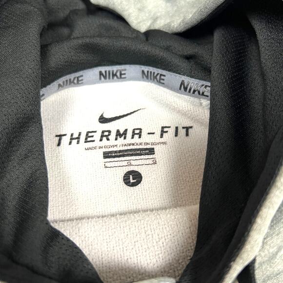 Nike Hoodie Sweatshirt Therma-Fit Light Grey Black Long Sleeve Activewear Large - Picture 3 of 12
